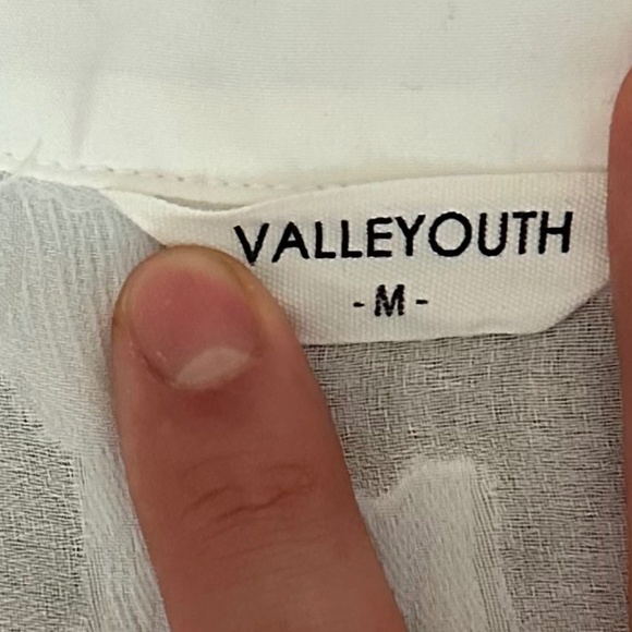 Valleyouth Embroidered White Semi-Sheer Shirt with Contrast Piping - Picture 4 of 11